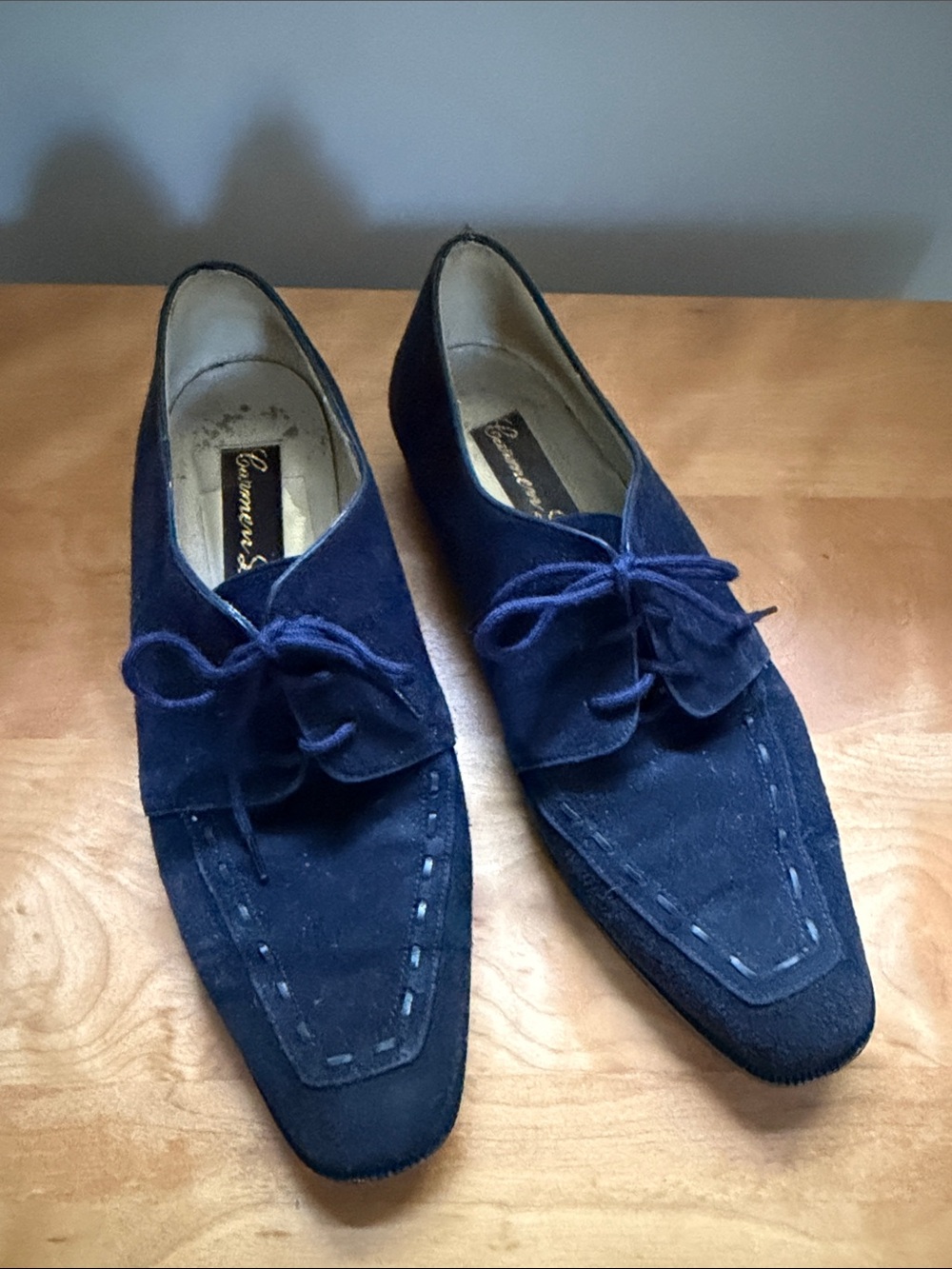 Women’s Navy Suede Lace Slip-On Loafers
